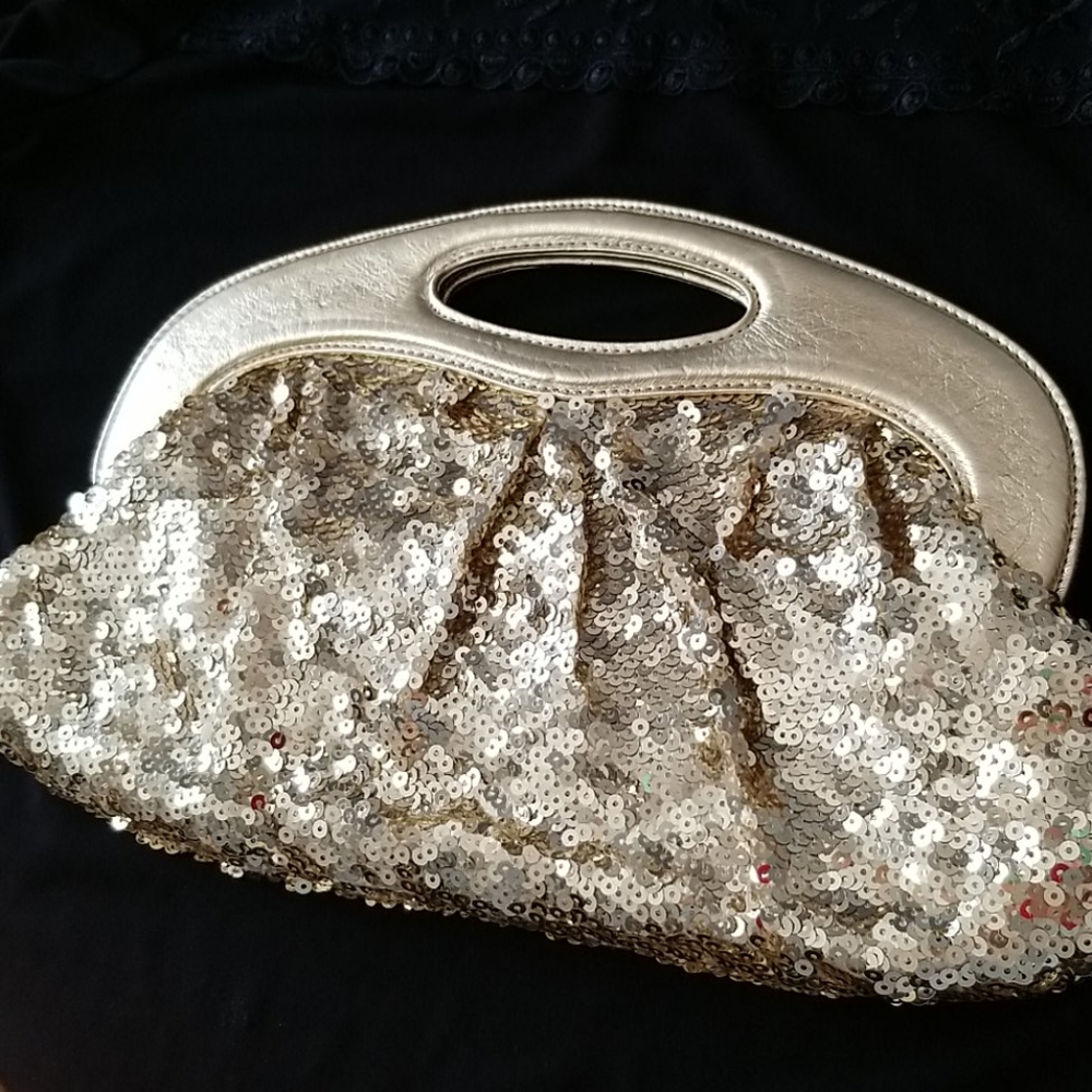 Express Gold Sequin Clutch